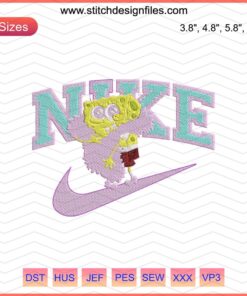 Nike SpongeBob SquarePants embroidery file featuring machine embroidery design for ladies; vibrant, iconic character detailing.