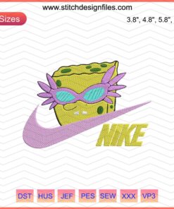 Nike SpongeBob SquarePants embroidery file featuring unique designs; perfect for Nike machine embroidery projects.
