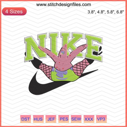 Nike Patrick Star Sexy Embroidery Design File: Nike logo and Patrick Star, perfect for machine embroidery enthusiasts.