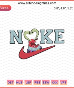 Mr. Krabs Heart Nike Embroidery Design File - Vibrant, unique Nike machine embroidery pattern featuring Mr. Krabs in heart theme.