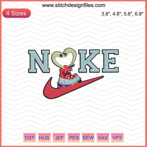 Mr. Krabs Heart Nike Embroidery Design File - Vibrant, unique Nike machine embroidery pattern featuring Mr. Krabs in heart theme.