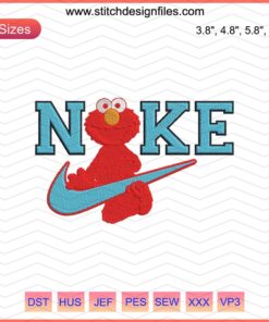 Nike Elmo Embroidery Design File featuring Nike logo with Elmo character, perfect for machine embroidery projects.