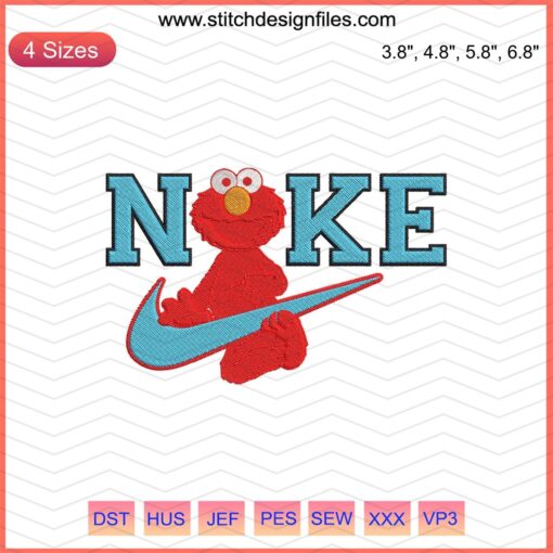 Nike Elmo Embroidery Design File featuring Nike logo with Elmo character, perfect for machine embroidery projects.