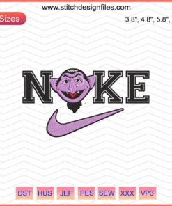 Count von Count Embroidery Design for Nike, Machine Embroidery File, Sesame Street Character, Instant Download.