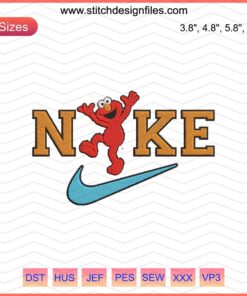 Nike Elmo Dance Embroidery Design File: Vibrant, intricate embroidery pattern, perfect for Nike machine embroidery projects.