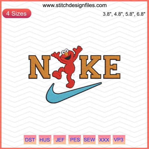 Nike Elmo Dance Embroidery Design File: Vibrant, intricate embroidery pattern, perfect for Nike machine embroidery projects.