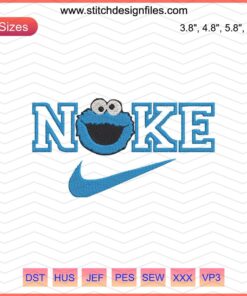 Nike Cookie Monster Head Embroidery Design File, Nike Machine Embroidery, Sesame Street, Nike Logo, Digital Stitching Pattern