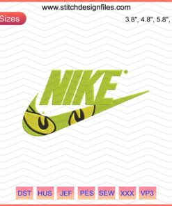 Nike Grinch Eyes Embroidery Design File, Christmas-themed Nike Embroidery, Digital Machine Embroidery Patterns