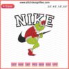 Nike Grinch Christmas Stolen Embroidery Design File, featuring the Grinch and Nike logo for machine embroidery projects