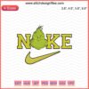 Grinch Nike embroidery design file, Christmas embroidery pattern, machine sew Nike design, festive Grinch embroidery.
