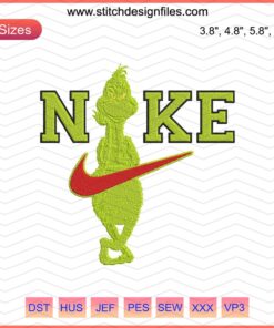 Nike Grinch Body Embroidery Designs File showcasing intricate Grinch-inspired patterns for Nike apparel, perfect for machine embroidery.