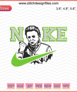 Nike Michael Myers Embroidery Design File: Unique horror-themed Nike embroidery for machines, perfect for custom apparel.