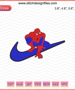 Nike x Spider Man Embroidery Design File: Dynamic red and black pattern featuring Nike swoosh and Spider Man emblem.