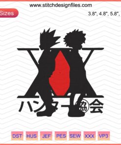 Hunter x Hunter Anime Friendship Embroidery File, Machine Embroidery Designs Featuring Anime Characters, Instant Download.