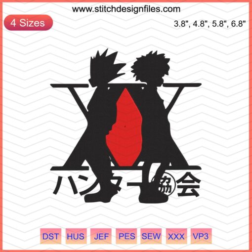 Hunter x Hunter Anime Friendship Embroidery File, Machine Embroidery Designs Featuring Anime Characters, Instant Download.
