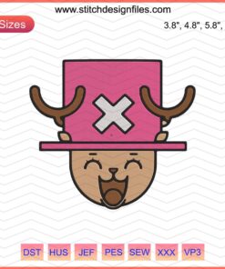 Tony Tony Chopper Embroidery Design File - Cute Face, Anime One Piece, Machine Embroidery, Kawaii Chopper Design