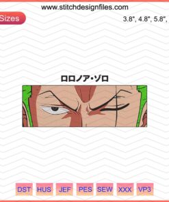 Zoro Eyes Anime Embroidery Design, One Piece Poster File, Machine Embroidery, Unique Detailed Zoro Pattern, Digital Download