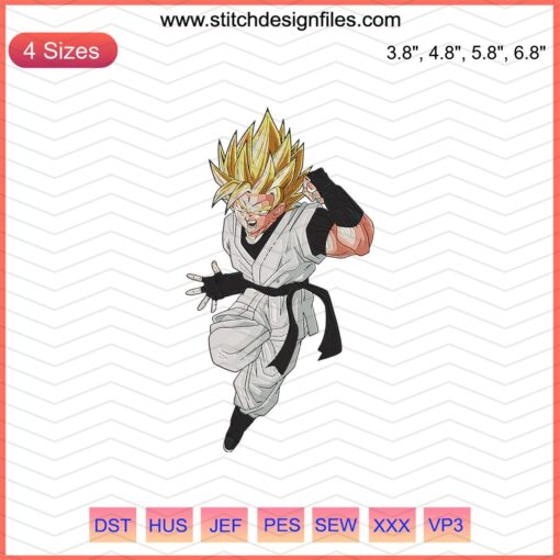 "Anime Embroidery: Goku Attack Design File for Dragon Ball Machine Stitching"