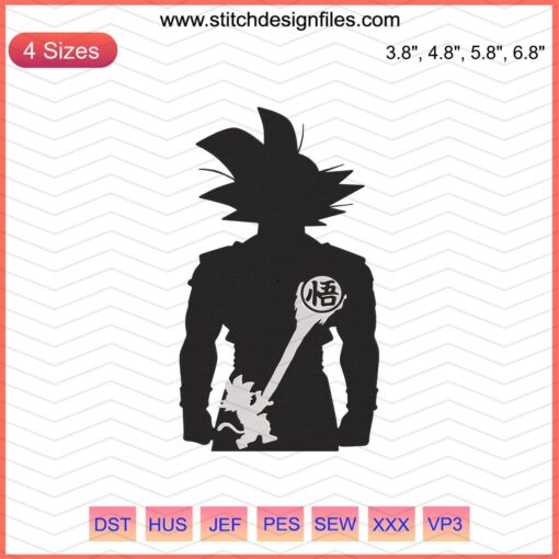 Goku Childhood Embroidery File - Dragon Ball Machine Embroidery Designs, Cute Young Goku Stitch Pattern, Instant Download.