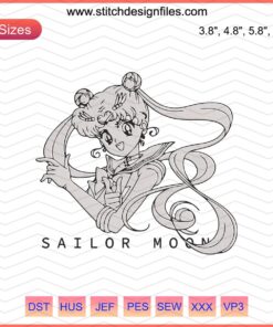 Sailor Moon Outline Embroidery Designs File, Pretty Guardian Machine Embroidery Patterns, Magical Girl Stitching Templates