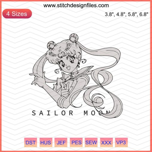 Sailor Moon Outline Embroidery Designs File, Pretty Guardian Machine Embroidery Patterns, Magical Girl Stitching Templates