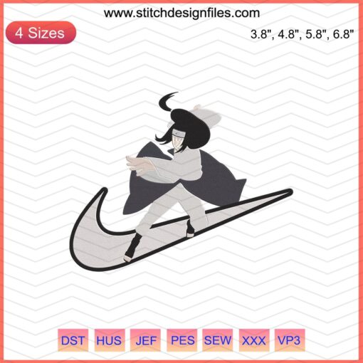 Nike x Neji Hyūga Machine Embroidery Design File, featuring Hyūga clan emblem and Nike swoosh, ideal for custom embroidery projects.