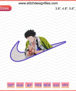 Nike x Himejima Gyomei Embroidery Designs File featuring exclusive machine embroidery patterns, Nike branding, and intricate details.