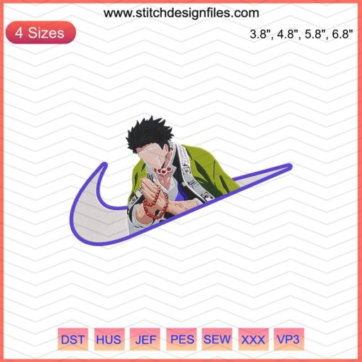 Nike x Himejima Gyomei Embroidery Designs File featuring exclusive machine embroidery patterns, Nike branding, and intricate details.