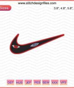 Sharingan and Rinnegan Nike Embroidery Designs File, Naruto-inspired Nike Machine Embroidery Patterns.
