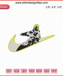 Namikaze Minato Nike Embroidery Designs File, showcasing intricate Nike logo embroidery patterns for machine use, optimize your projects.