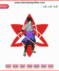 Uchiha Sasuke Mangekyou Sharingan Nike Embroidery Design File: Anime-themed Machine Embroidery Pattern Download
