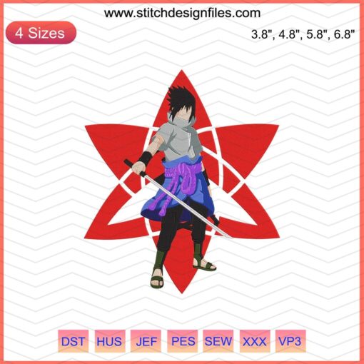 Uchiha Sasuke Mangekyou Sharingan Nike Embroidery Design File: Anime-themed Machine Embroidery Pattern Download