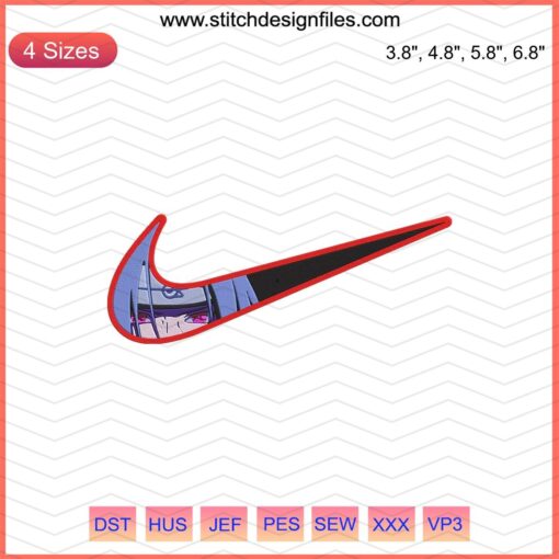 Uchiha Itachi Akatsuki Nike Embroidery Design File, Sharingan & Akatsuki Symbol, Nike Machine Embroidery, Anime Design.