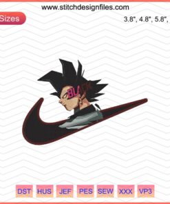 Black Goku Embroidery File, Nike Machine Embroidery Design, Anime-Inspired, Instant Download, Compatible with Embroidery Machines