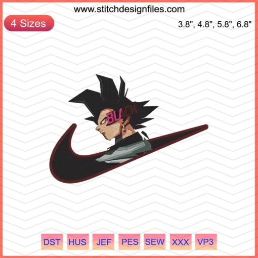 Black Goku Embroidery File, Nike Machine Embroidery Design, Anime-Inspired, Instant Download, Compatible with Embroidery Machines