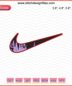 "Sasuke Sharingan Eyes Nike Embroidery Design File - Unique Anime-Inspired Nike Machine Embroidery Pattern"
