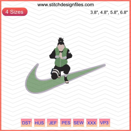 "Shikamaru Attack Nike Embroidery Design File, featuring dynamic Nike-themed machine embroidery compatible patterns."