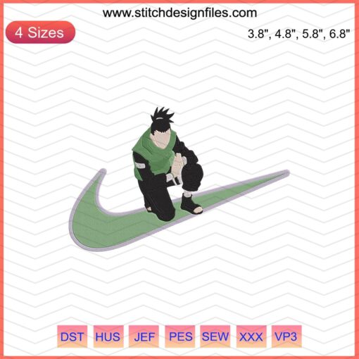 Shikamaru Nike Embroidery Designs File: Detailed Nike Logo Design, Shikamaru Silhouette, Machine Embroidery, Digital Download.