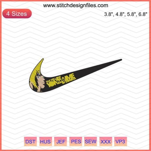 Minato Namikaze Yellow Flash Nike Embroidery Design File, Machine-Ready, Anime-Inspired Konoha Embroidery Pattern