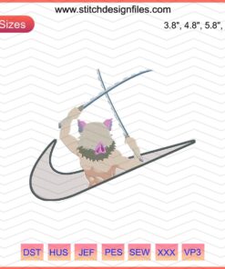 Hashibira Inosuke Attack Nike Embroidery Design File, Anime Nike Embroidery Pattern, Machine Embroidery Digital Download
