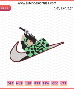 Tanjiro Attack Nike Embroidery Design File, Machine Embroidery Nike Logo, Anime Character Stitch Pattern.