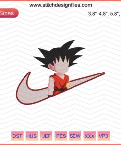 Goku Child Nike Embroidery Design File, Machine Embroidery for Kids, Anime & Sports-Inspired Patterns, Digital Download