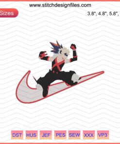 Katsuki Bakugo Attack Nike Embroidery File, Anime-inspired Nike Machine Embroidery Designs, My Hero Academia, Digital Art
