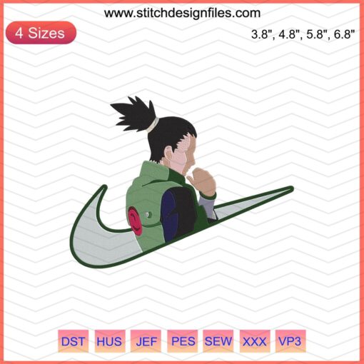 Shikamaru face Nike embroidery design, Naruto Nike machine embroidery file, digital pattern, instant download