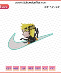 Naruto Nike Embroidery Design File - Machine Embroidery, Nike Swoosh with Naruto theme, Digital Download