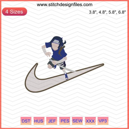 Itachi Uchiha Child Nike Embroidery Design File, Anime Nike Machine Embroidery Pattern, Ninja Character Design