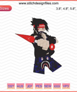 Sasuke cool Supreme machine embroidery design file, featuring intricate patterns, perfect for custom apparel projects.