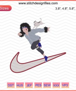 Nike x Kiba Inuzuka & Akamaru Embroidery Design File, featuring anime-inspired Nike embroidery for digital machines.