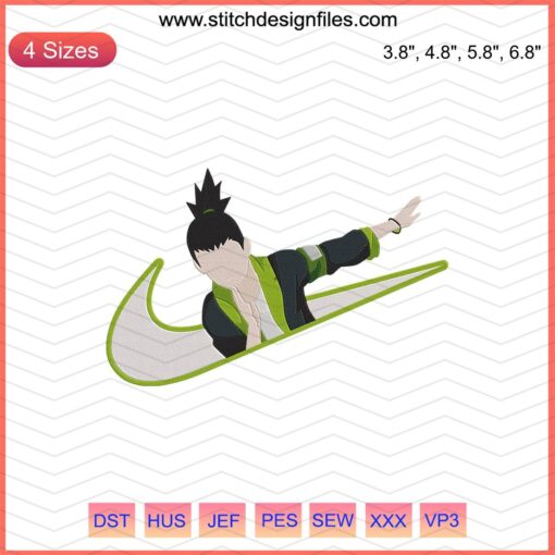Shikamaru Nara Nike Embroidery Designs File: Unique embroidery patterns for Nike apparel, featuring Naruto character Shikamaru Nara.