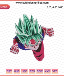 Goku Super Saiyan Blue Embroidery Design, Dragon Ball Machine Embroidery File, Anime Embroidery Pattern